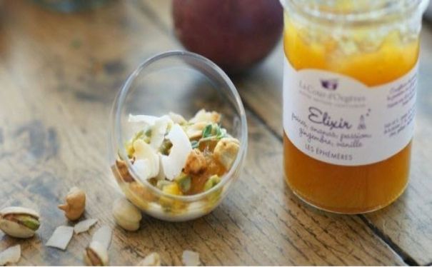 Verrines de crevettes et confiture elixir