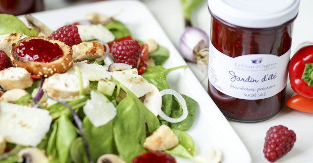 Salade estivale framboise poivron poulet