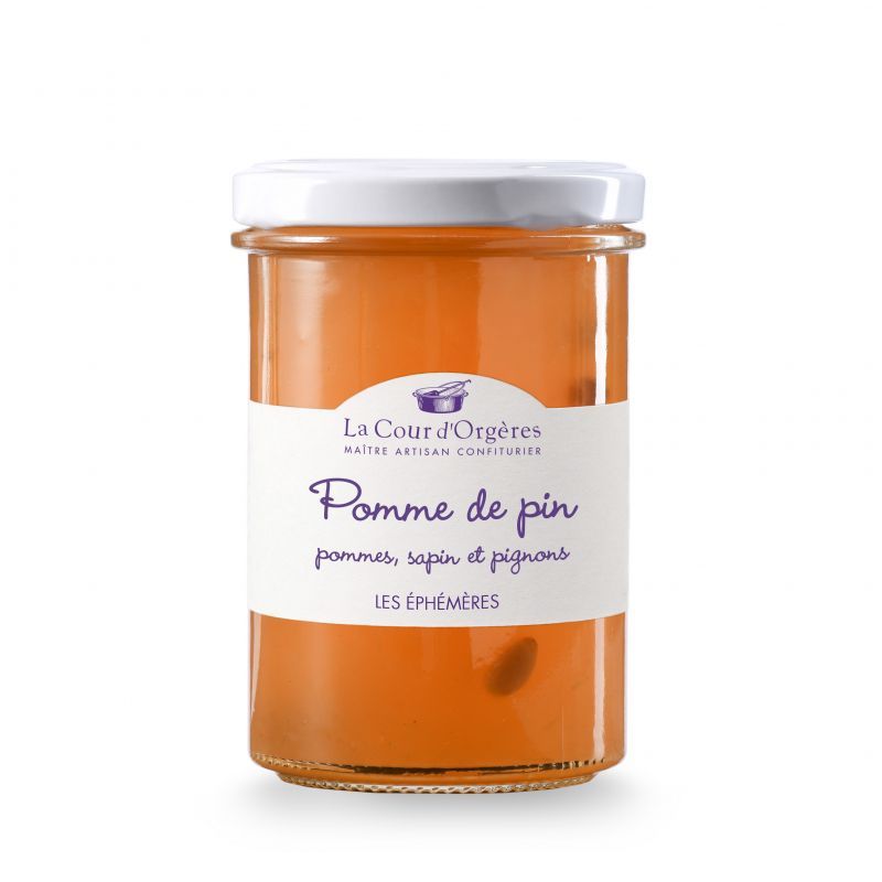 Pommes, épicéa et pignons de pin Fruits du verger Confitures La Cour
