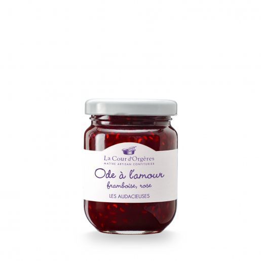 Ode à l’amour, confiture de framboises aromatisée à la rose