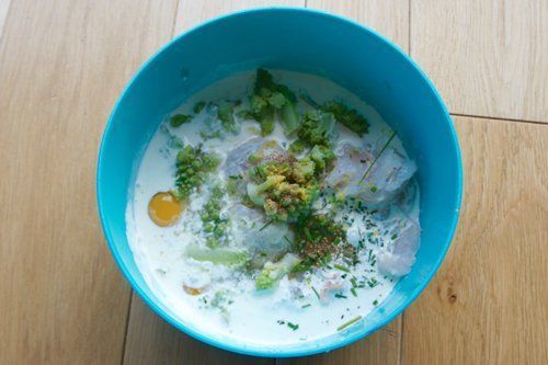 Ingredients de la terrine de poisson et chou romanesco